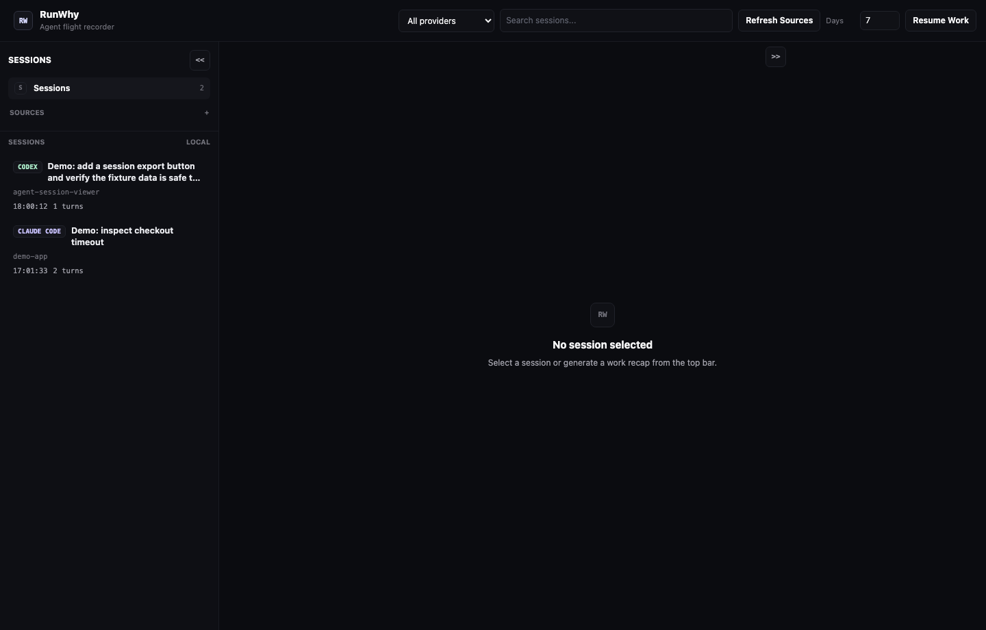 RunWhy Web UI preview